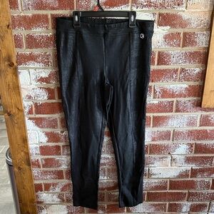 Calvin Klein Embossed Ponte Pull on Leggings Black Sheen Women’s Size Medium
